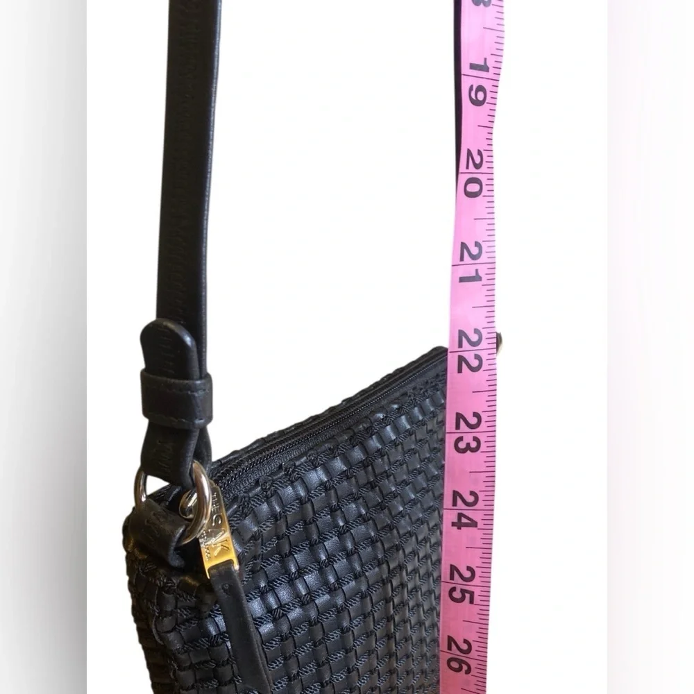 The Sak Elliot Lucca Black Vegan Woven Crossbody Top Zip Card Holder
